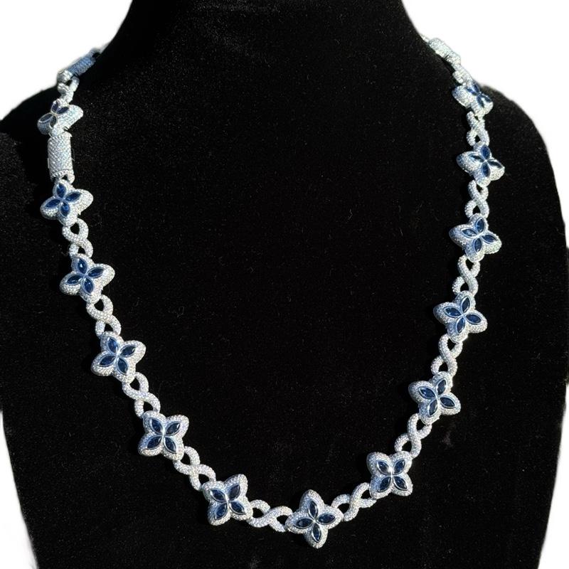 925 Silver Trebol infinity chain cz stone Statement Necklace Jewellery Pendant image 0