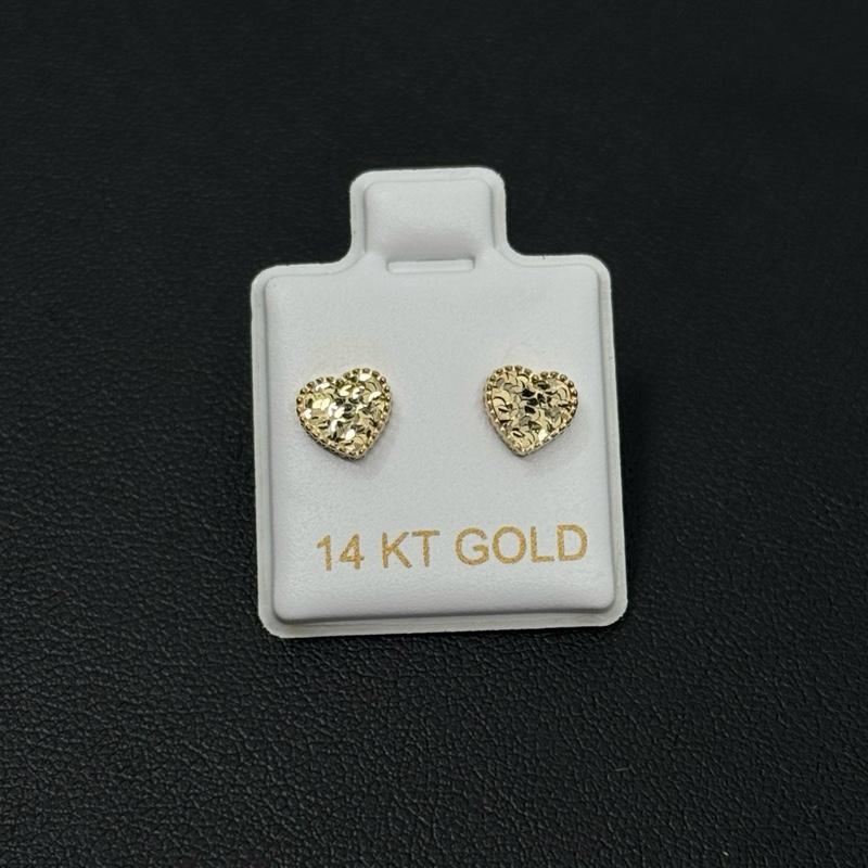 14K Gold Heart Earrings Solid 14 KT Gold Fine Jewelry for Women image 1