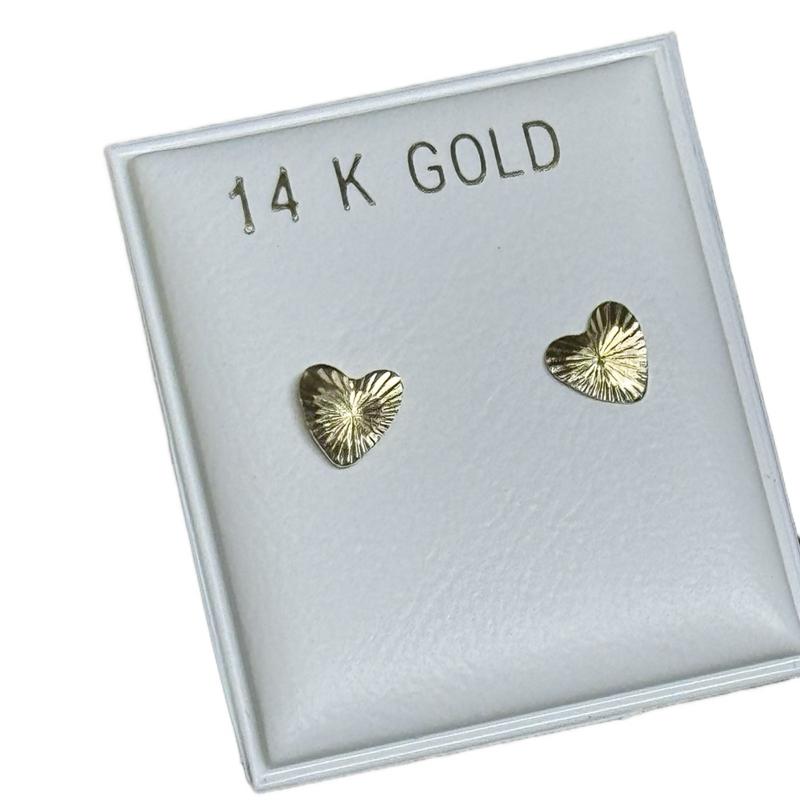 14K Gold Heart Earrings - Elegant and Durable Design for All Seasons image 1
