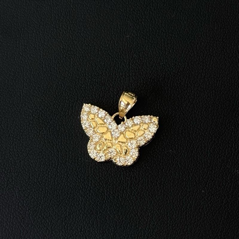 14K GOLD BUTTERFLY NUGGET & CZ STONE SOLID - 14K GOLD
