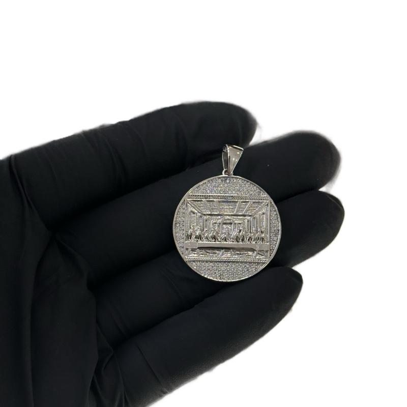 Santa cena medal silver 925 and CZ stone Gift Jewelry image 2
