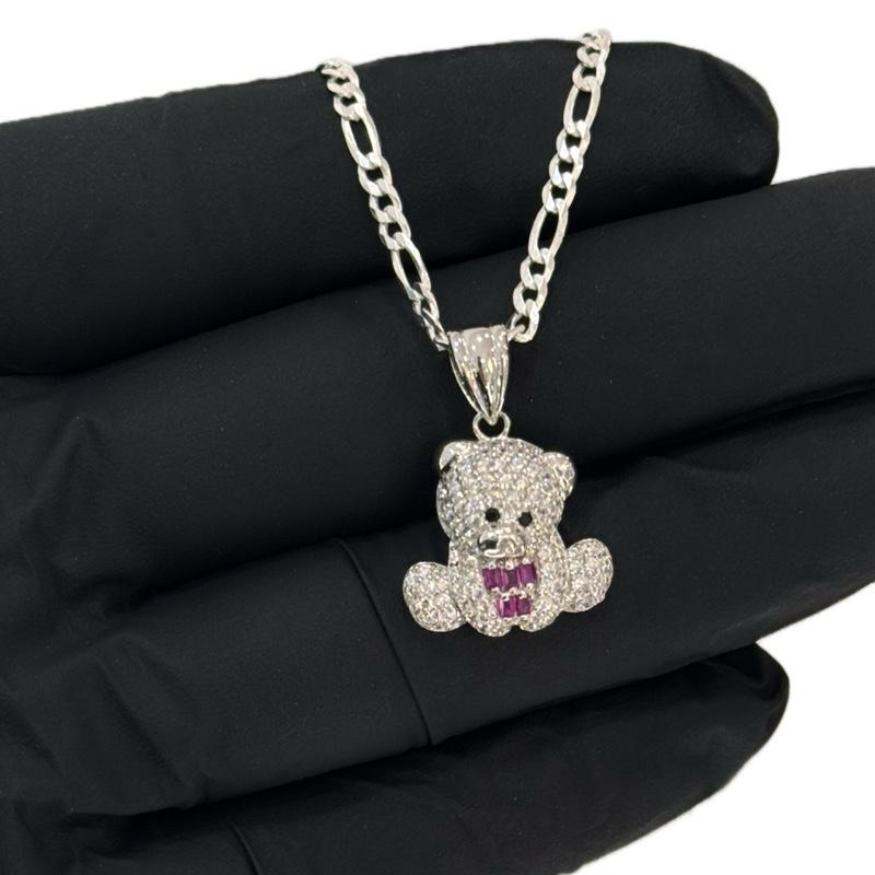 SET OSITOS AND CZ STONE & CUBAN OR FIGARO CHAIN - SILVER 925