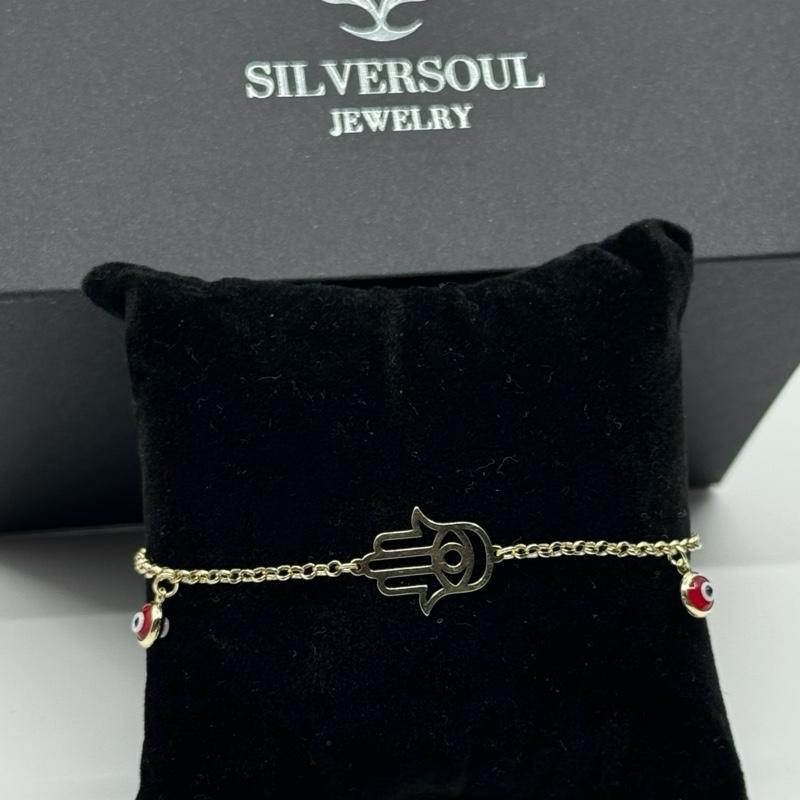 14K Gold Hamsa Bracelet for Women Size 7 with Expansion 8 - Elegant Jewelry image 1