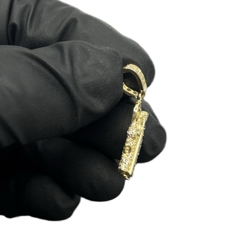 14K Gold Mini San Judas 3D Pendant with CZ Stone for Stylish Jewelry image 2