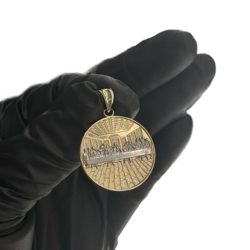 14K Gold Santa Cena Pendant 37mm - Handcrafted Religious Jewelry for Festive image 0