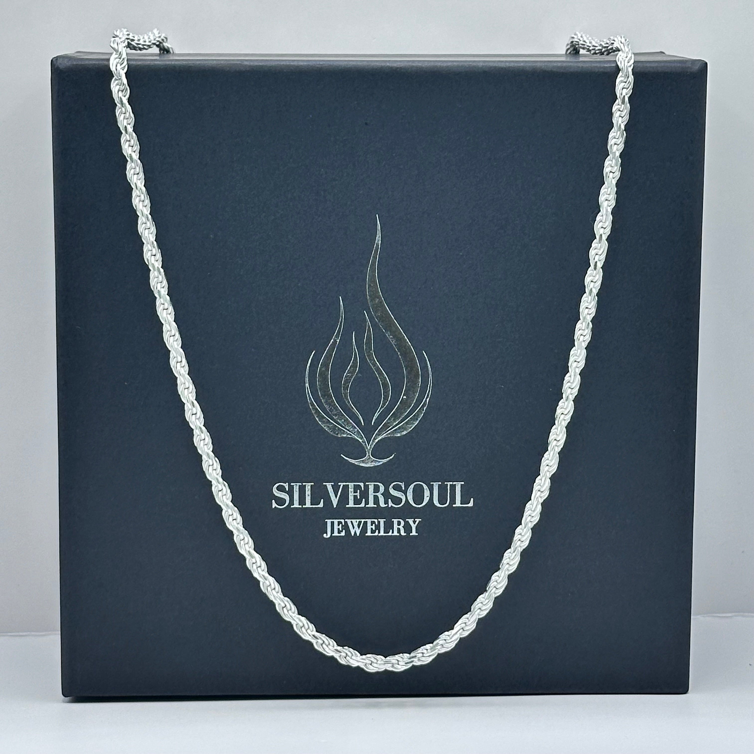 Silversoul Jewelry 3MM Cuban Link Rope Chain Necklace 22" 24" 26" Sizes Stylish image 0
