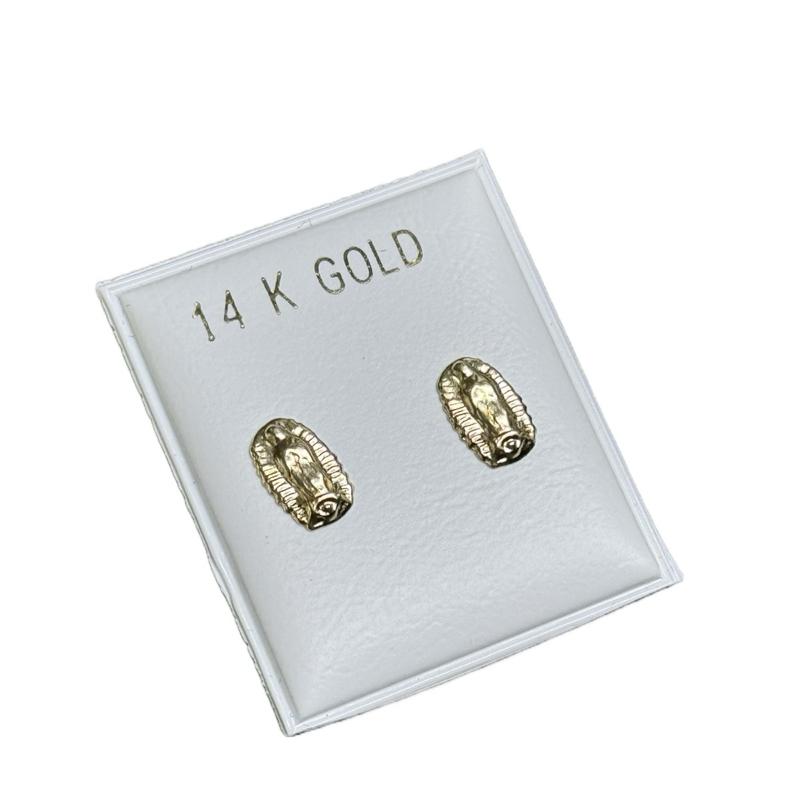 14K Gold Virgencita Earrings - Elegant Religious Jewelry for Women image 2