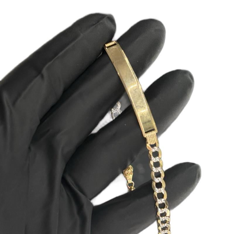 14K Gold Cuban Bracelet Diamond Cut with Plate Classic Chain Design for Men and image 4