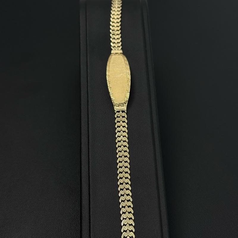 14K Gold 6.2mm Zig Zag Bracelet with Versa Plate - Elegant and Durable Jewelry A image 2