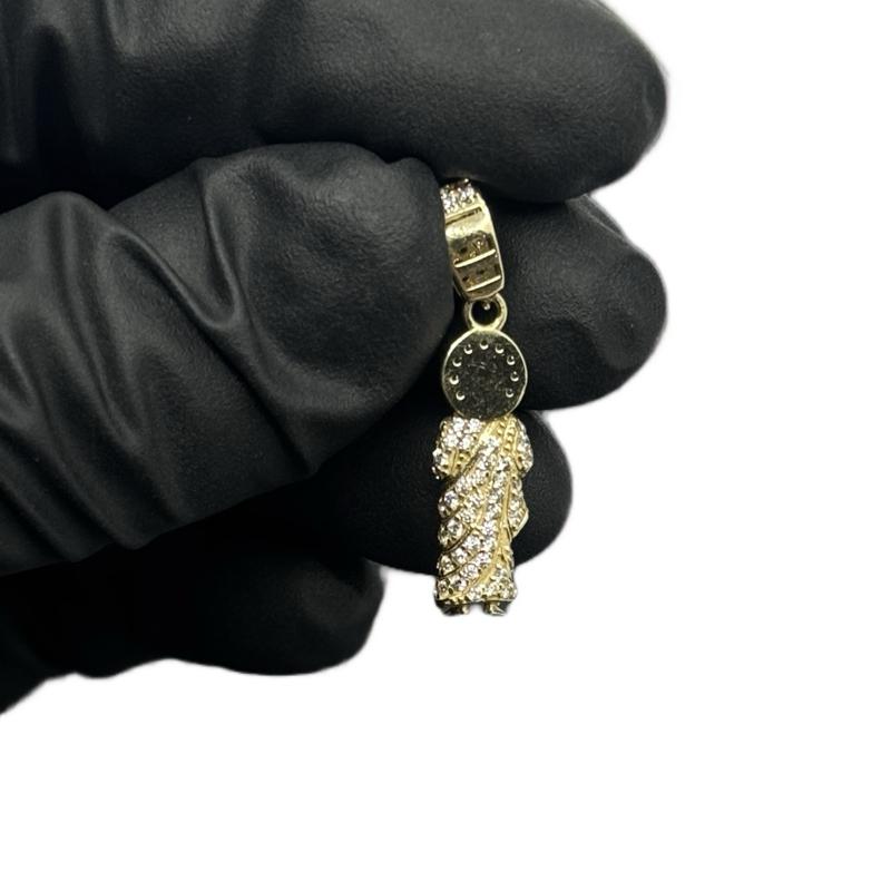 14K Gold Mini San Judas 3D Pendant with CZ Stone for Stylish Jewelry image 3