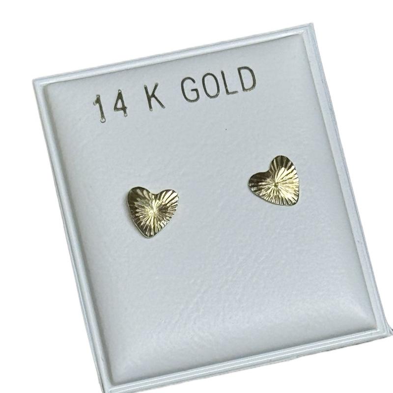 14K Gold Heart Earrings - Elegant and Durable Design for All Seasons image 2