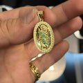 14K GOLD ST. JUDE MEDAL PENDANT & CZ STONE - 14K GOLD