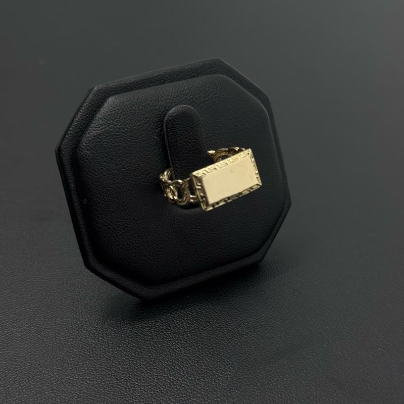 14K Gold Placa Chino Ring with Engraving Included Elegant Fashion Accessory for image 2