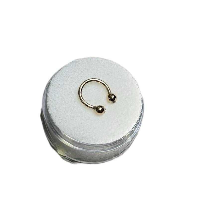 14K Gold Piercing Septum with Dual Beads for Stylish Ear Piercings image 2