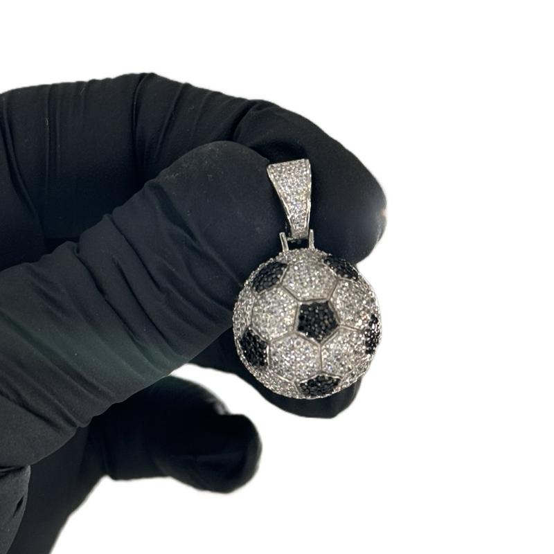 Soccer ball pendant silver 925 and CZ stone Decoration Sports Jewelry image 0