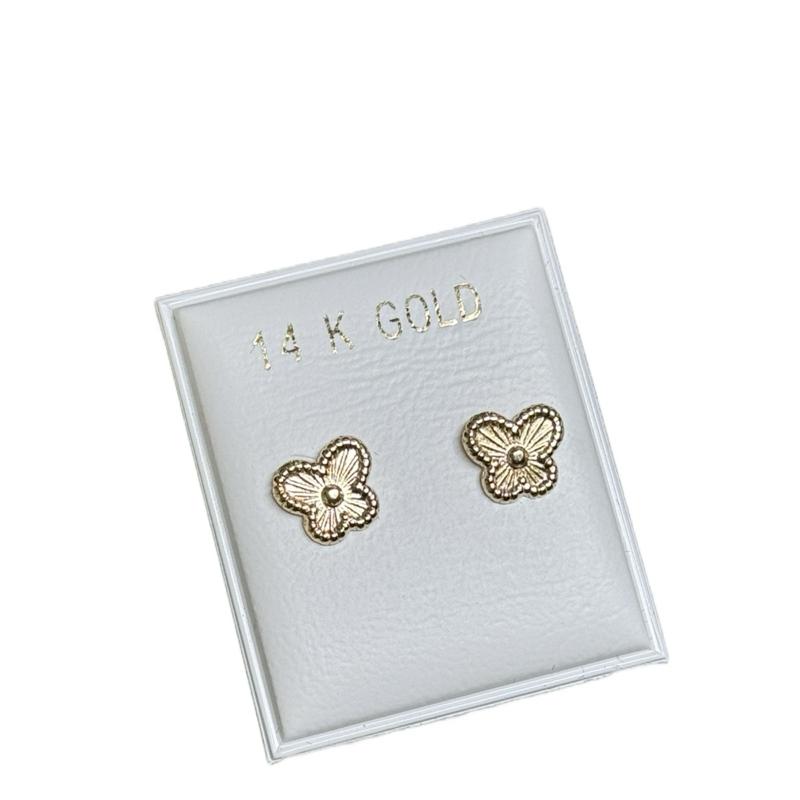 14K Gold Butterfly Earrings - Elegant and Durable Design image 1