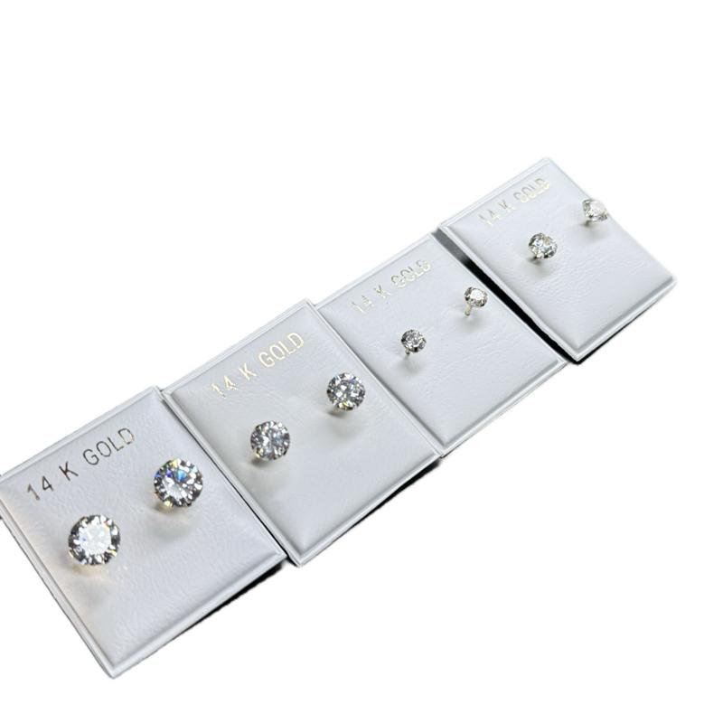 14K Gold Cz Stud Earrings Set - 7mm, 6mm, 5mm, 4mm - Elegant and Durable Jewelry image 0