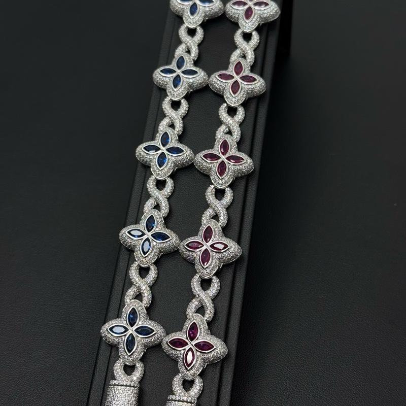 925 Silver Trebol infinity chain cz stone Statement Necklace Jewellery Pendant image 2