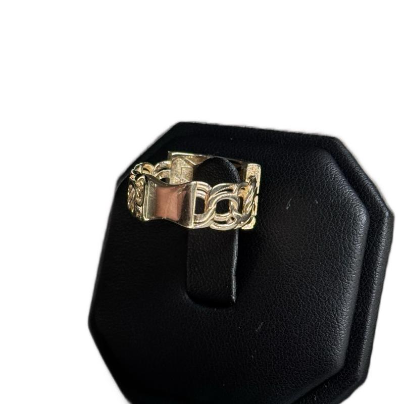 14K Gold Placa Chino Ring with Engraving Included Elegant Fashion Accessory for image 1