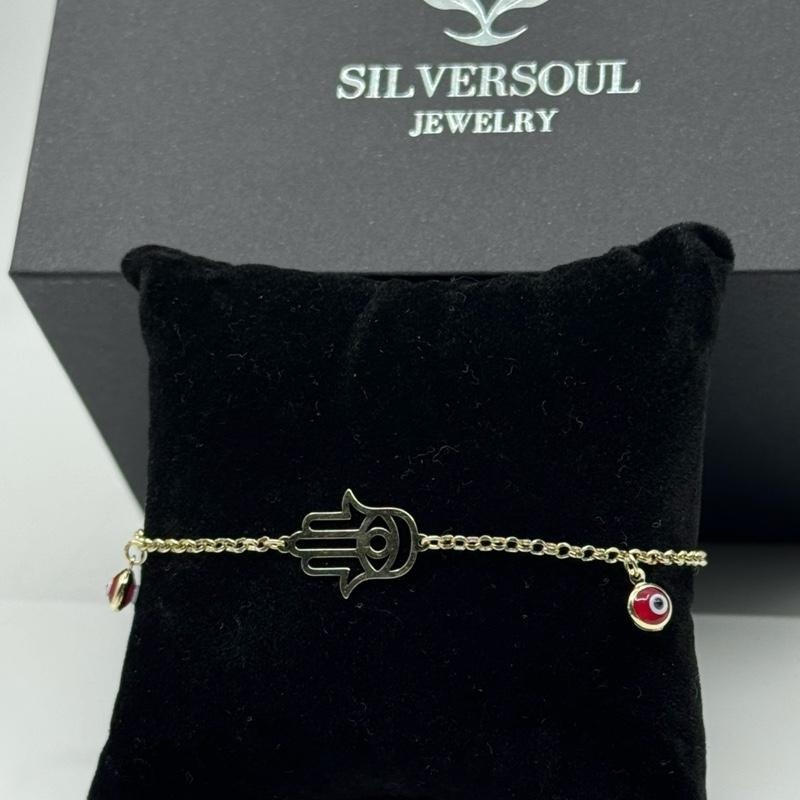 14K Gold Hamsa Bracelet for Women Size 7 with Expansion 8 - Elegant Jewelry image 2