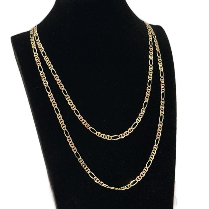 14K Gold 4mm GG Figaro Chain - Elegant and Durable Gold Chain for Everyday Wear image 1