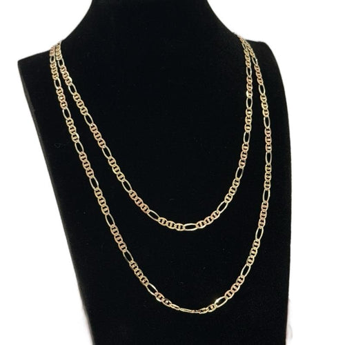 14K Gold 4mm GG Figaro Chain - Elegant and Durable Gold Chain for Everyday Wear image 1