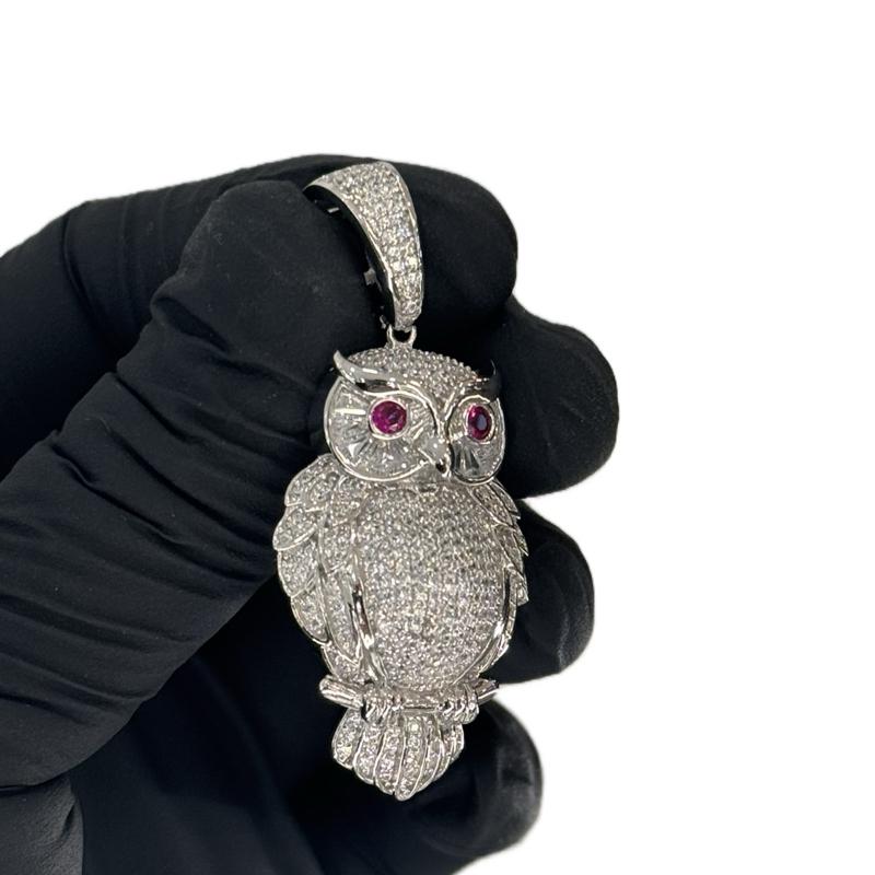 Búho pendant silver 925 CZ stone image 1