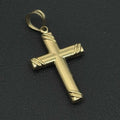 14K CROSS PENDANT WITH TEXTURED DESIGN - 14K GOLD