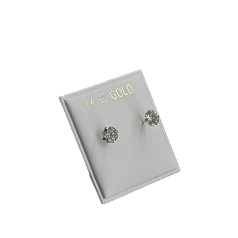 14K Gold Cz Stud Earrings Set - 7mm, 6mm, 5mm, 4mm - Elegant and Durable Jewelry image 1