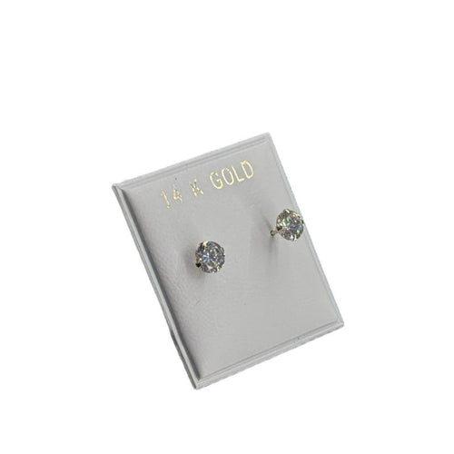 14K Gold Cz Stud Earrings Set - 7mm, 6mm, 5mm, 4mm - Elegant and Durable Jewelry image 1