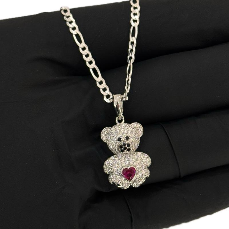SET OSITOS AND CZ STONE & CUBAN OR FIGARO CHAIN - SILVER 925