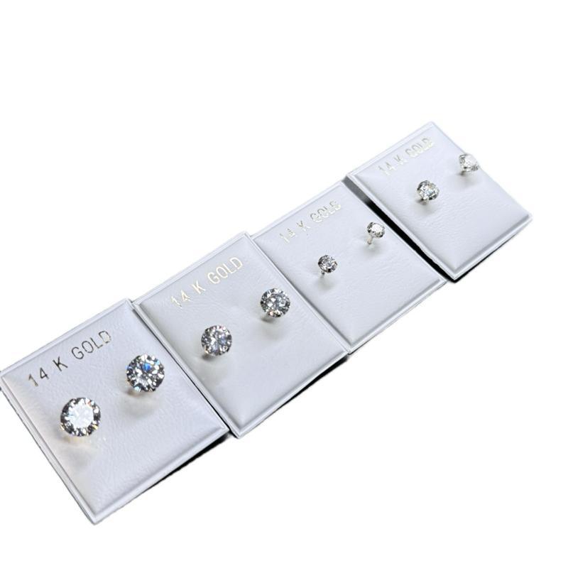 14K Gold Cz Stud Earrings Set - 7mm, 6mm, 5mm, 4mm - Elegant and Durable Jewelry image 2