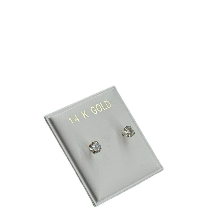 14K Gold Cz Stud Earrings Set - 7mm, 6mm, 5mm, 4mm - Elegant and Durable Jewelry image 0