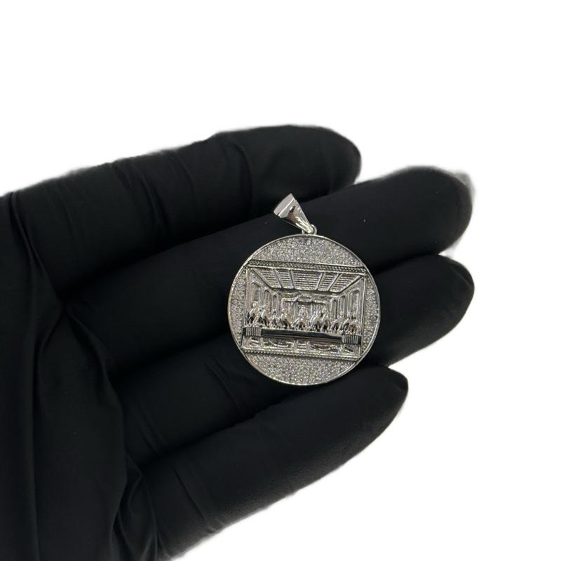 Santa cena medal silver 925 and CZ stone Gift Jewelry image 0