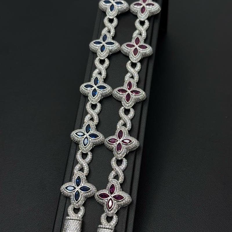 925 Silver Trebol infinity chain cz stone Statement Necklace Jewellery Pendant image 1