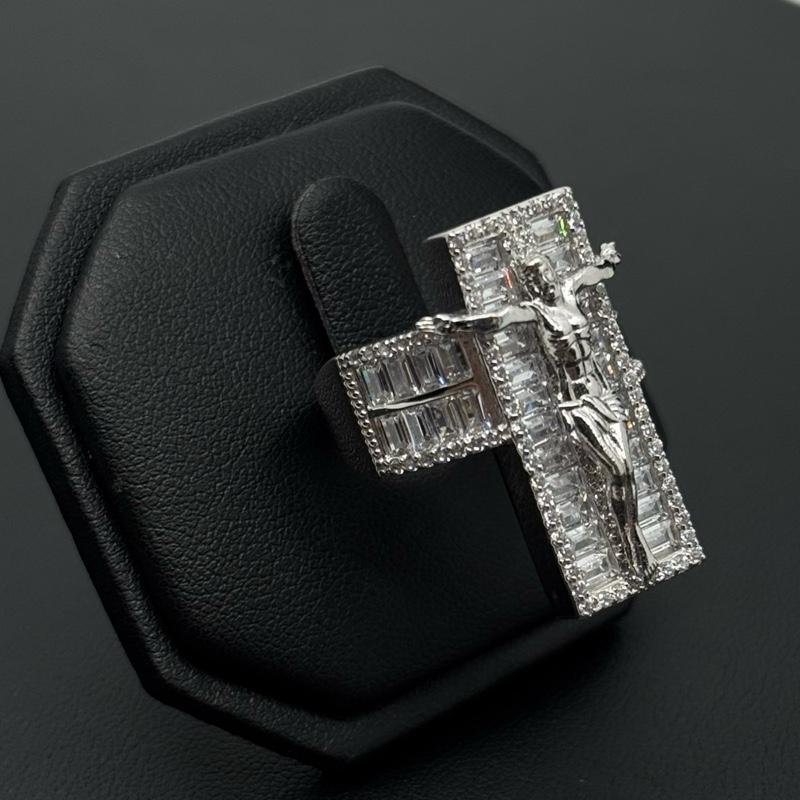 ANILLO PLATA JESÚS CON PIEDRA CZ - PLATA 925