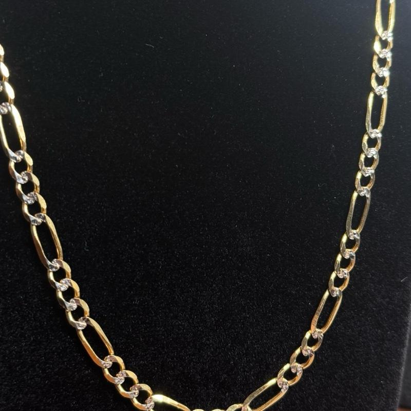 14K Gold 5mm Solid Figaro Chain Size 22 - Elegant and Durable Jewelry Accessory image 1
