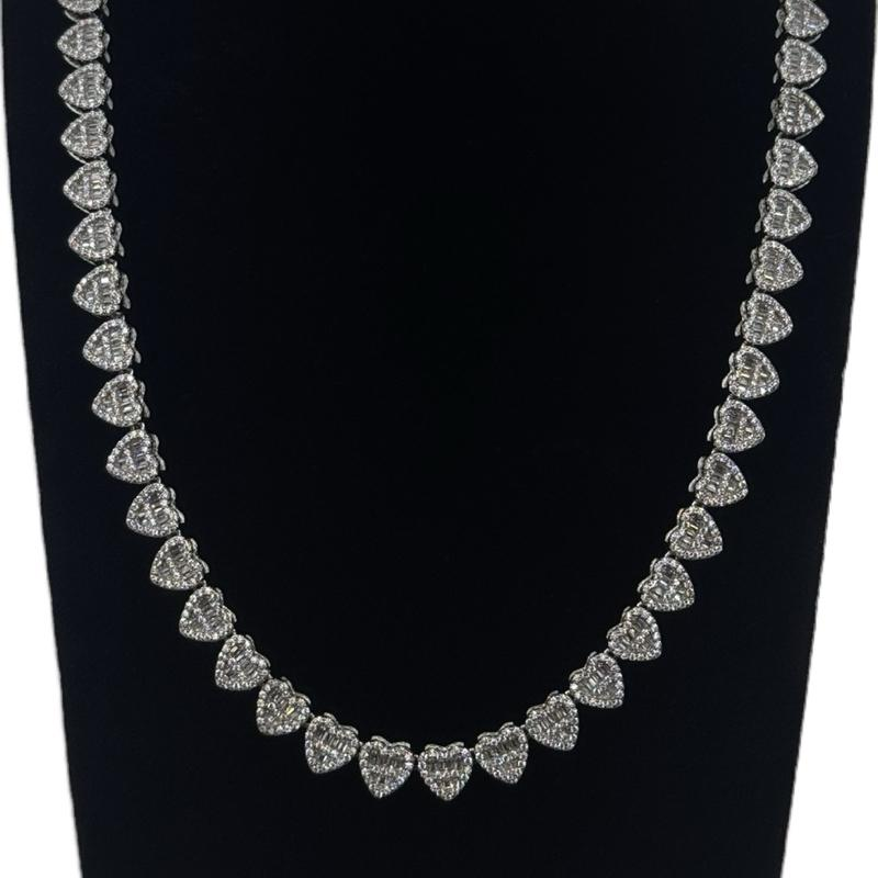 HEARTS NECKLACE & CZ STONE - SILVER 925