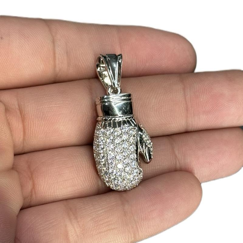 BOXING GLOVE PENDANT & CZ STONE - SILVER 925