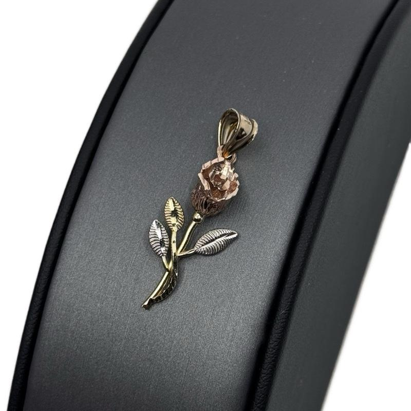 14K ROSE PENDANT 3 COLORS - 14K GOLD