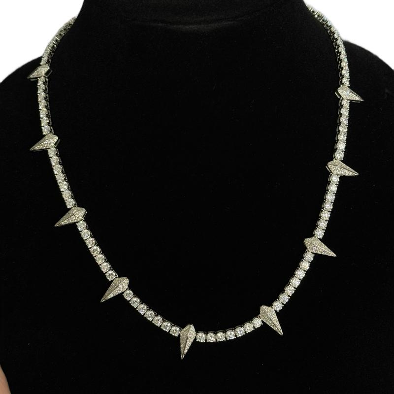 MST TENNIS WITH SPIKES NECKLACE - STERLING SILVER