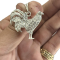 FIGHTING ROOSTER PENDANT & CZ STONE - SILVER 925
